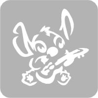 Stitch z gitarą - Szablon do tatuażu brokatowego